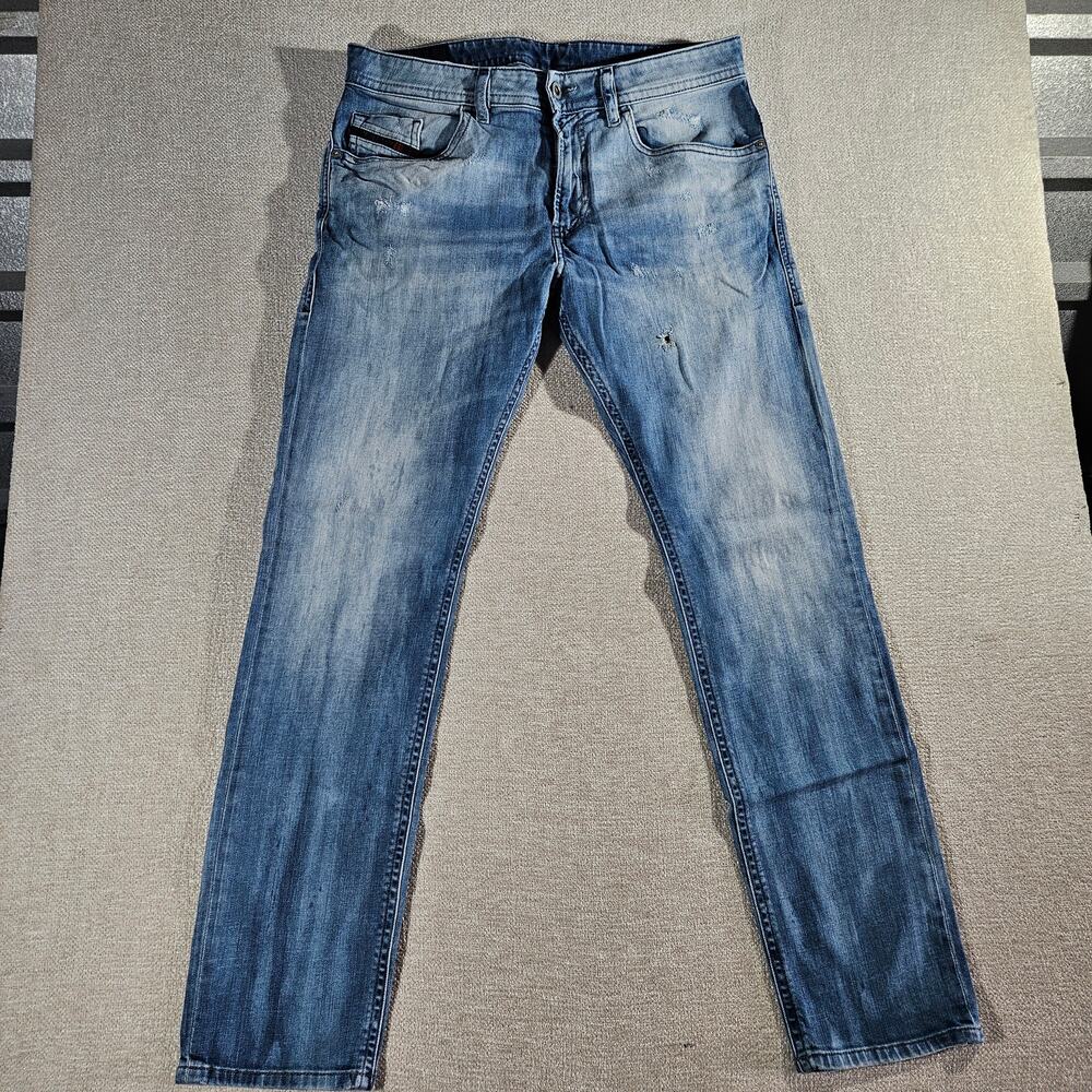 Vintage Diesel Distressed Jeans Mens 32x31 Blue Faded Y2K Denim Hole Grunge